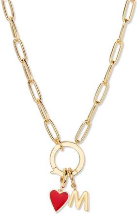Brook & York Cameron Initial Heart Charm Necklace in Gold M at Nordstrom