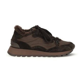 Brunello Cucinelli Monile Shearling Sneakers - Heren - Schoenen - Bruin - Maat: 36 EU Su&egrave;de