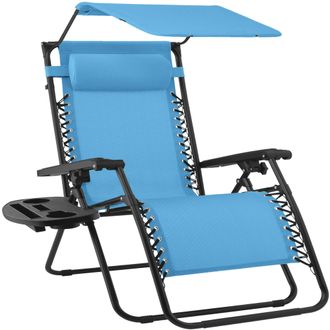 Best Choice Products 30 Extra Wide Folding Zero Gravity Patio Lounge Chair w/Adjustable Canopy Shade
