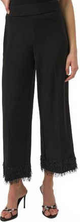 Joseph Ribkoff High-Rise Fringe Hem Culotte Pants In Black