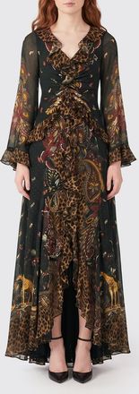 Etro Paisley Print V-Neck Long Evening Gown in Jersey