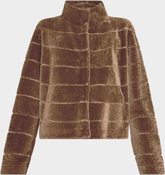 Gorski Reversible Textured Lamb Shearling Jacket