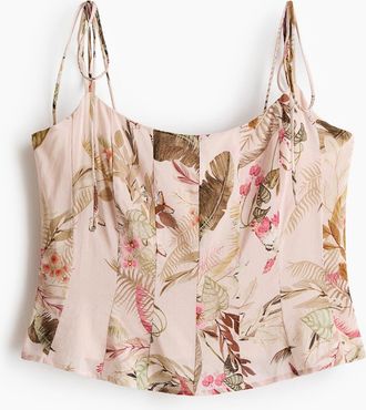 H&M Tie-strap Viscose-blend Top in Light Peach Pink/floral at Nordstrom, Size Xx-Large
