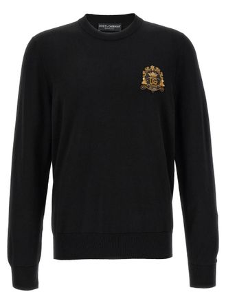 Dolce & Gabbana Black Crew Neck Sweaters