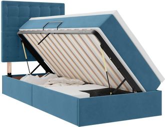vidaXL Storage Bed with Mattress Dark Blue 90 x 200 cm Velvet vidaXL
