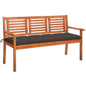 vidaXL Banco De Jard&iacute;n 3 Plazas Madera Maciza Eucalipto Y Coj&iacute;n 150 Cm Vidaxl