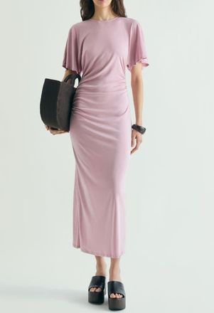 Scalpers Cupro Dress Gathers in Pink at Nordstrom, Size X-Large Eu