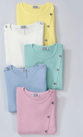 Casual Looks Kurzarmshirt CASUAL LOOKS Kurzarm-Shirt, Damen, Gr. 36, ecru, 95% Viskose, 5% Elasthan, unifarben, Rundhals, Shirts Kurzarmshirt