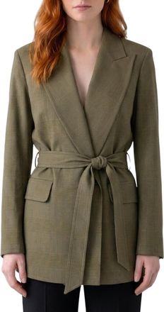 Max Mara Green Checks Peaked Lapel Blazer