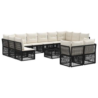 vidaXL Conjunto De Sof&aacute;s De Jard&iacute;n 13 Pcs Negro Rat&aacute;n Sint&eacute;tico Vidaxl
