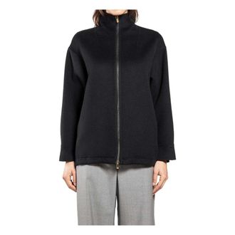 Max Mara Zip-throughs, female, Black, Size: 2XS Wool, cashmere and silk Coat