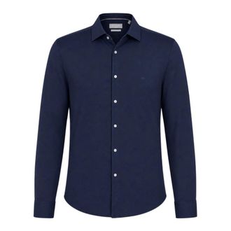 Michael Kors Japanese Perform Knit Slim Shirt - Heren - Casual Overhemden - Blauw - XL - Leer - Overhemden