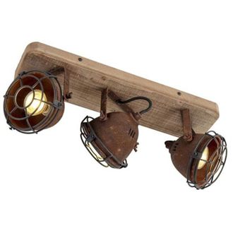 QAZQA Industrial Foco Inteligente Marr&oacute;n &Oacute;xido Inclinable Con 3 Gu10 Wifi - Gina Madera /acero Alargada Adecuado Para Led Max. 3 X 5 Watt - Qazqa