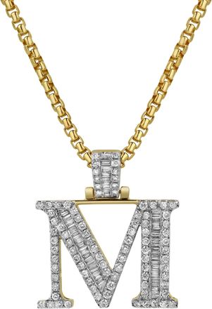 LuvMyJewelry M Initial Diamond Pendant 10K Yellow Gold - 1.07 Carats