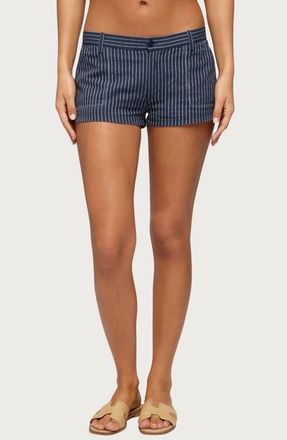 Edikted Lina Pinstripe Micro Shorts in Navy at Nordstrom, Size X-Large
