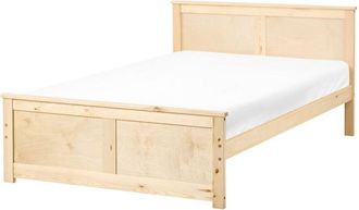 Beliani Storage Bed Natural Pine Wood MDF Birch Wood EU Small Double Size 4ft Headboard Scandinavian DAUPHIN