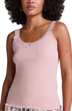 Hunkem&ouml;ller Rib Lace Cami in Pale Mauve at Nordstrom, Size X-Large