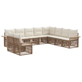 vidaXL Conjunto De Sof&aacute;s De Jard&iacute;n 10 Pcs Beige Rat&aacute;n Sint&eacute;tico Vidaxl