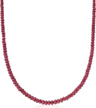 Ross-Simons Ruby Bead Necklace With Sterling Silver