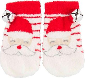 Mud Pie Santa Rattle Toes Chenille Socks in Red at Nordstrom