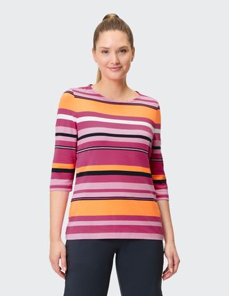 Joy T-Shirt JOY SPORTSWEAR 3/4 ARM SHIRT SARINA, Damen, Gr. 36, rosa (fuchsia rot stripes), Obermaterial: 95% Baumwolle, 5% Elasthan, Shirts T-Shirt