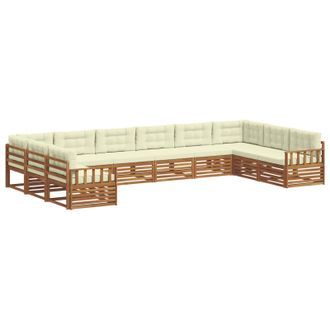 vidaXL Juegos De Sof&aacute;s 6 Uds. Natural Y Crema Madera De Acacia S&oacute;lida Vidaxl