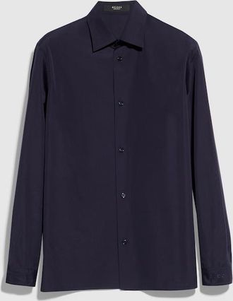 Gucci Piece Dyed Cotton Poplin Shirt, Size 42, Blue, Ready-to-wear