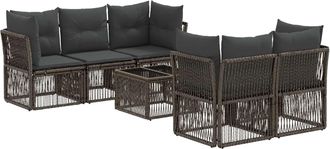 vidaXL Conjunto De Sof&aacute;s De Jard&iacute;n 6 Uds. Gris Rat&aacute;n Sint&eacute;tico Vidaxl