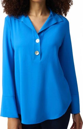 Joseph Ribkoff Eggshell Straight Top With Button Detail In Coastal Blue