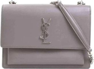 Saint Laurent Tweedehands leren schoudertassen - Dames - Vintage Schoudertas - Grijs - ONE Size - Leer - Vintage
