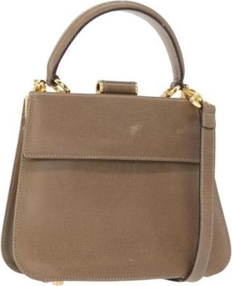 Ferragamo Pre-owned Leren Crossbodytas - Dames - Vintage Schoudertas - Beige - ONE Size - Leer - Vintage