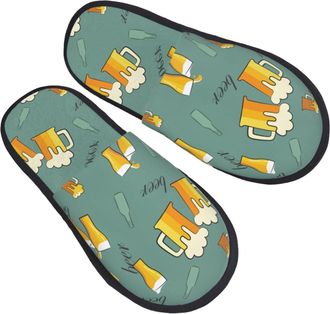 Generic Home Slippers Beer Mug 2 Furry Slippers Non Slip Unisex House Slipper For Spa Indoor Bathroom L