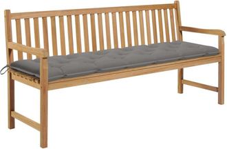 vidaXL Banco De Jard&iacute;n Madera Maciza De Teca Con Coj&iacute;n Gris 175 Cm Vidaxl