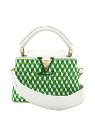 Louis Vuitton 2021-2023 Mini Capucines Satchel mit Stickerei - Gr&uuml;n