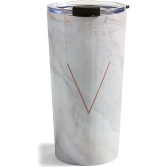 Deny Designs Marbled Monogram Travel Mug at Nordstrom