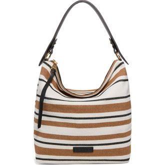Aim&eacute;e Ava Leather Hobo Bag in Neutral Textile at Nordstrom