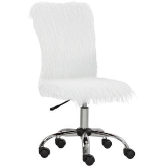 HOMCOM Homcom - Armless Makeup Vanity Chair, 360 Degree Swivel Computer Chair, White