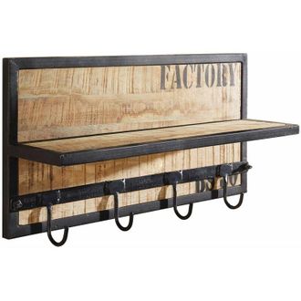 Massivmoebel24 FACTORY 153 Appendiabiti in legno di mango e ferro - stampato 61x14x31