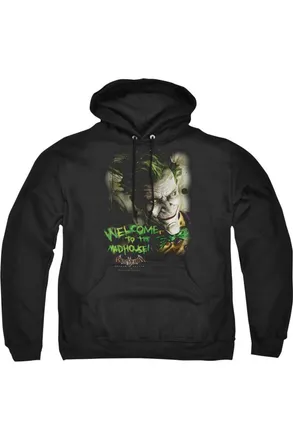 Gildan Batman Arkham Asylum Welcome To The Madhouse Adult Pull Over Hoodie / Hooded Sweatshirt