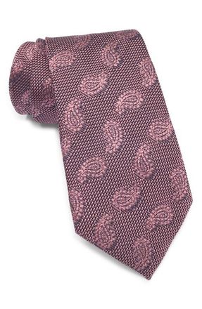 Ermenegildo Zegna Paisley Petal Silk Tie in Medium Pink Fan at Nordstrom
