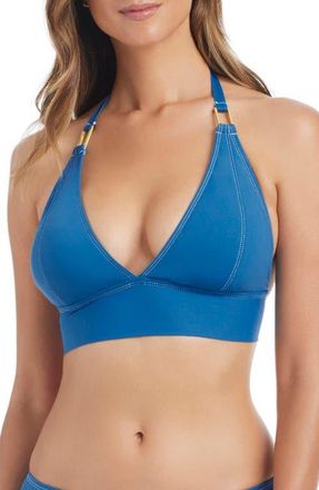 Bleu Rod Beattie Contrast Stitch Halter Bikini Top in La Brisa at Nordstrom, Size 10