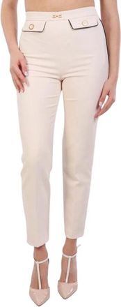 Elisabetta Franchi Pa-T71-51E2-V360 Broek - Dames - Vrijetijds broeken - Beige - XL - Polyester - Broeken