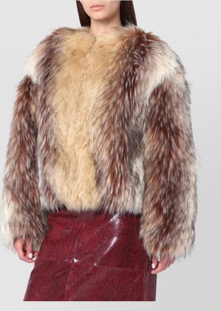 Halfboy short textured faux fur coat