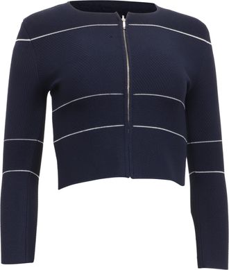 Carolina Herrera Cropped Cardigan in Navy Blue Viscose