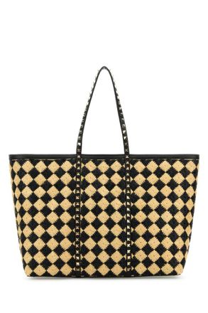 Valentino Garavani Beige Rockstud embroidered tote