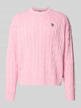 Review Strickpullover mit Zopfmuster und Label-Stitching in Rosa, Gr&ouml;&szlig;e XL