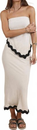 Sadie & Sage Sugarloaf Wavy Trim Tube Top And Midi Skirt Set In Oatmeal