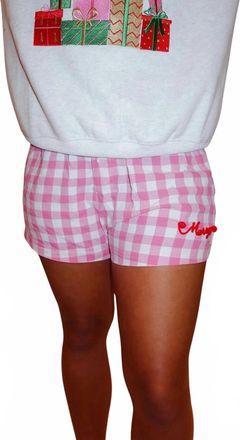 Peach Love California Merry Gingham Boxer Shorts In Pink