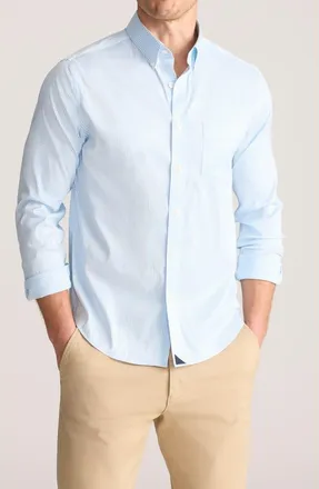 UNTUCKit Harland Stripe CottonTek Performance Button-Down Shirt in Airy Blue at Nordstrom, Size Xx-Large