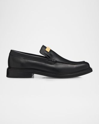 Moschino Men & apos;s Logo Plaque Leather Loafers